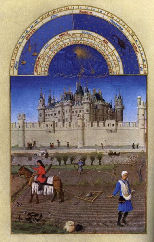 LIMBOURG brothers Les trs riches heures du Duc de Berry: Octobre (October)